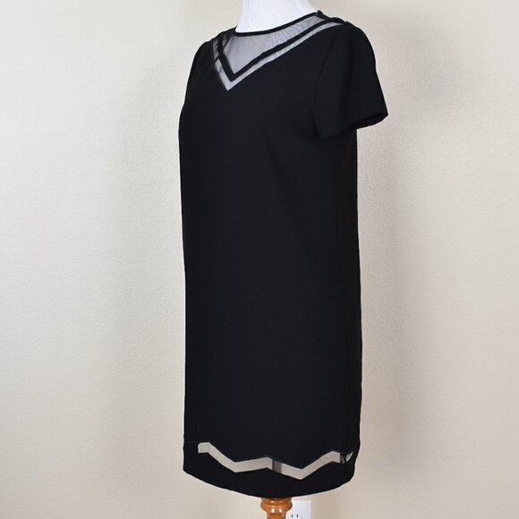 Tahari Arthur S. Levine Mesh Stripe Cut Out Black Dress 10 - Picture 3 of 8